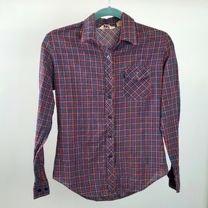 Vintage 1970s Licorice Pleated Blouse Top Metallic Gold Detail Button Down Women